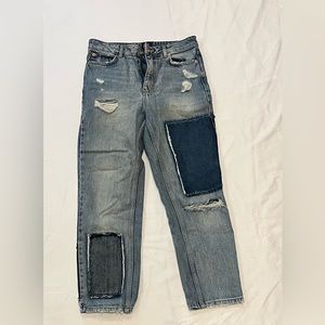 Urban Outifitters (BDG) Patchwork Jeans. Size 28 and are a mom jean fit.